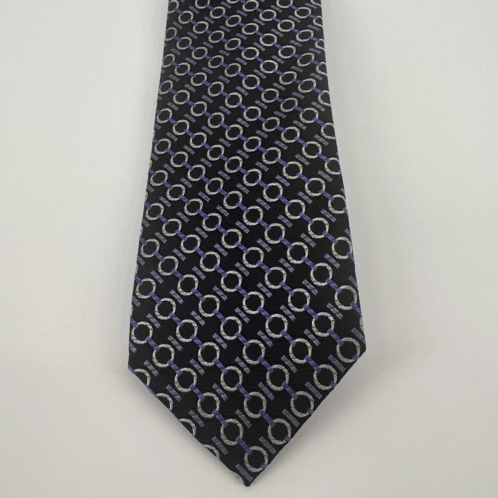 J.S. Blank & Company Men's 100% Silk Tie Black Purple Designer